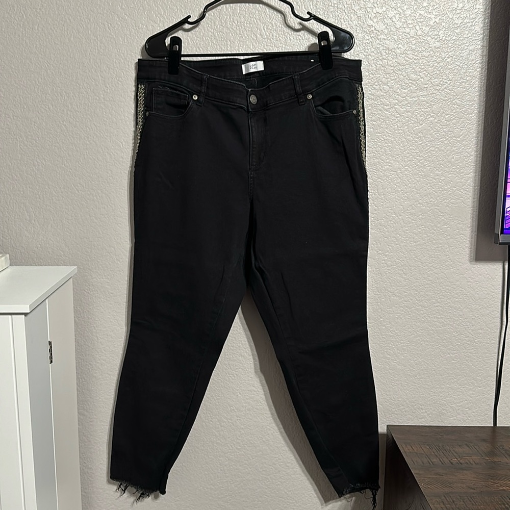 Loft Plus Black Embellished Jeans - Size 18